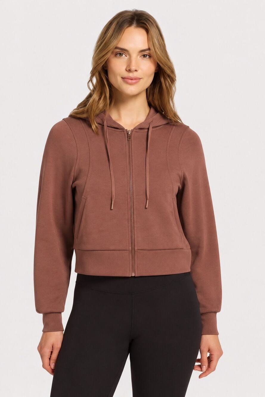 Nuuds Soft Motion Full Zip Up Hoodie Jacket Rose Clay Size S